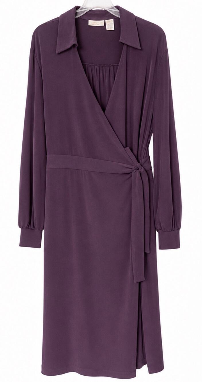 Worthington Women's Plum Purple Long Sleeve Wrap Dress